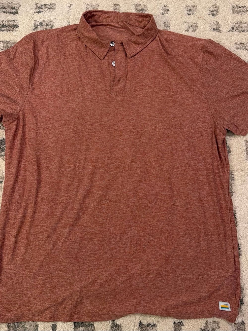 Vuori Heathered Terracotta Strato Tech Polo Sz L